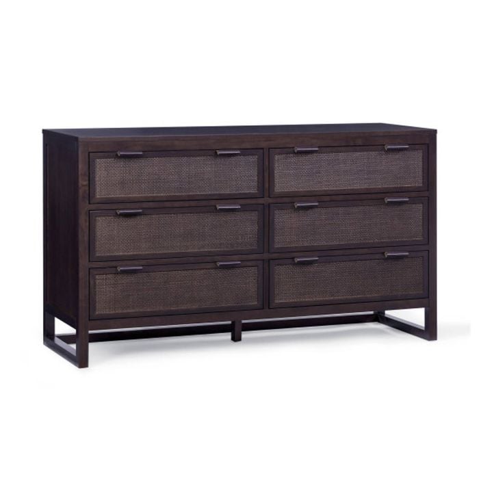 Teamson Home Hatteras Dresser with 6 Rattan Inset Panel Drawers, Espresso
