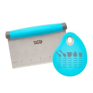 2pc Tasty Stainless Steel/Silicone Scraper Set 15cm Light Blue
