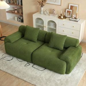 Advwin 210cm 2 Seater Sofa Corduroy Modular Foam Cloud Couch Lounge Compressed Sofa No Assembly Green