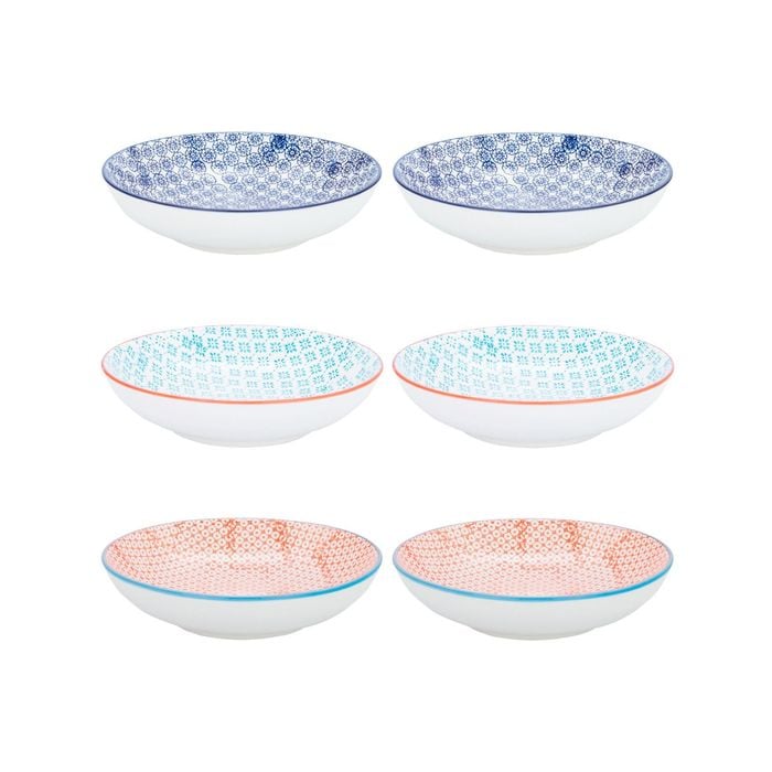 Nicola Spring Patterned Porcelain Pasta Bowls - 3 Designs - Set of 6