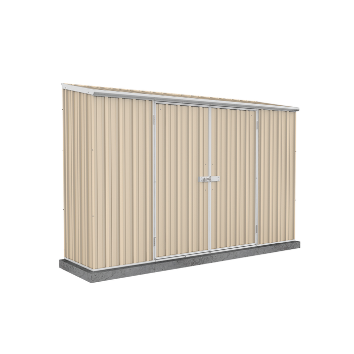 Absco Sheds 3.0 x 0.78 x 1.95m Cream Economy Double Door Garden Shed