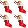 4PK Urban Dog in Stocking Hanging Decoration 9cm Red/White Assorted