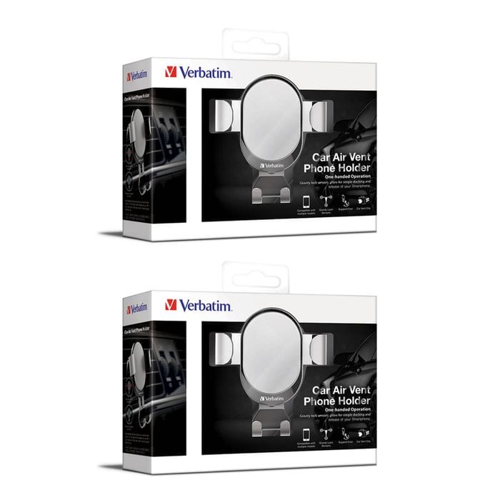 2PK Verbatim Universal Car Vent Gravity Holder Mount w/Grip For Phones Silver