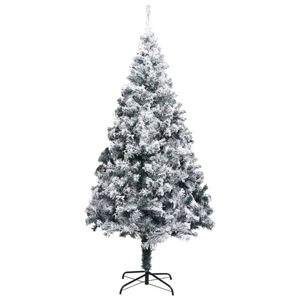 P&P Green 3 m Artificial Christmas Tree with Flocked White Snow, 2180 PVC Tips and Steel Stand