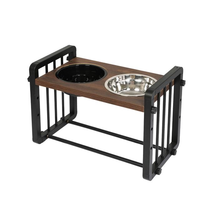 PaWz M Size Stainless Steel Dual Elevated Pet Bowls Size Medium