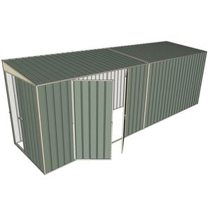 Build-a-Shed 1.5 x 6 x 2m Tunnel Shed Tunnel Sliding Door Plus Double Hinged Doors - Green