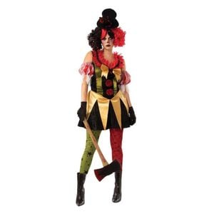 Evil Clown Lady Adult Halloween Costume with Hat Halloween Book Week, Medium