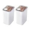 2PK iDesign Crisp Plastic Pouring Food Canister w/ Airtight Lid White - Large