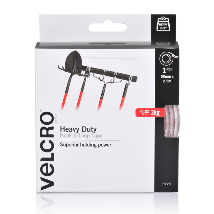 VELCRO Brand 50mm x 2.5m White Heavy Duty Hook and Loop Tape VL25585