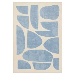 Loopsie-220cm X 150cm-noho Blue Printed Washable Rug