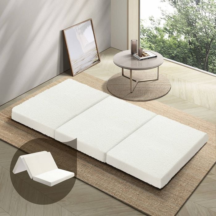 Bedra Foldable Mattress Sherpa Fleece Foam Foldable Double