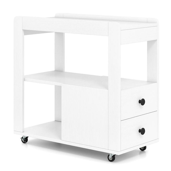 Costway Narrow End Table Rolling Nightstand Sofa Side Table
