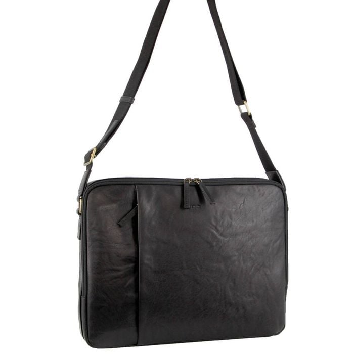 Pierre Cardin Crumpled Leather 15" Laptop Computer  Black