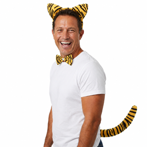 3pcs Set Animal Costume Dress Up Party Bow Tie Tail Ears Book Week - Tiger - Yellow/Black | Tiger