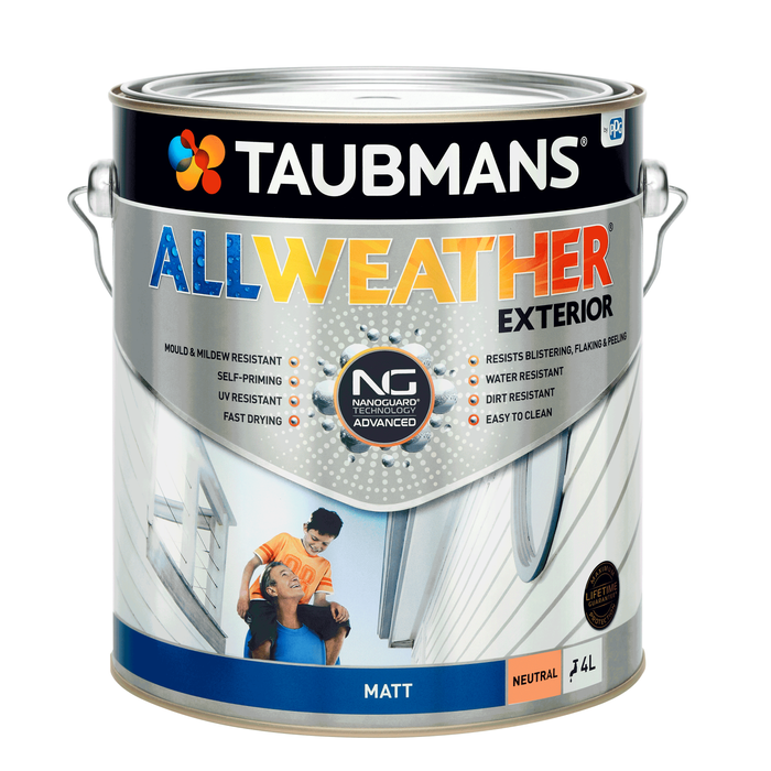 Taubmans 4L Neutral Matt All Weather Exterior Paint
