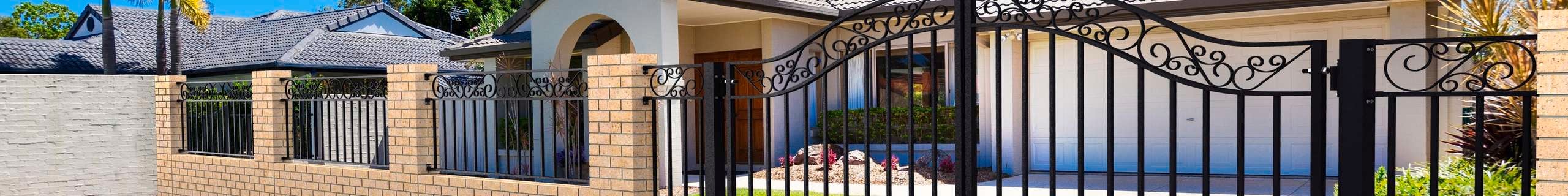 Masterworks brand fencing in shot closed in front of house
