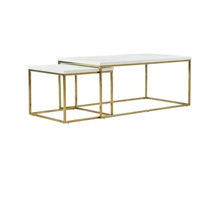 Celine Coffee Table Set - Marble White