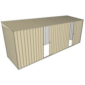 Build-a-Shed 1.5 x 5.2 x 2m Dual Single Sliding Side Door Skillion Shed - Cream