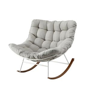 Gardeon Rocking Chair Outdoor Furniture Papasan Recliner Garden Patio Lounge Setting White