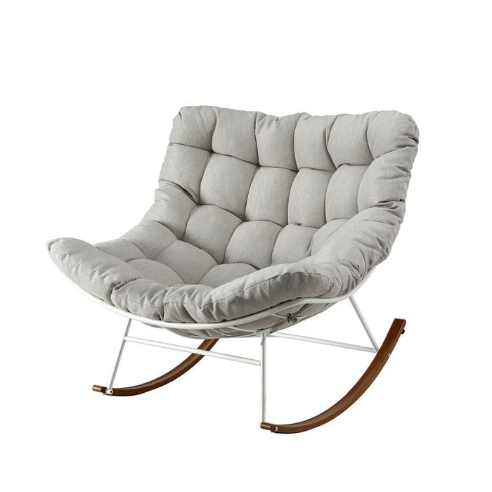 Gardeon Rocking Chair Outdoor Furniture Papasan Recliner Garden Patio Lounge Setting White