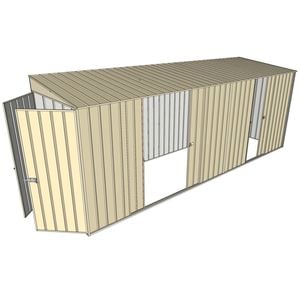Build-a-Shed 1.5 x 5.2 x 2m Double and Single Sliding Side Door Skillion Shed - Cream