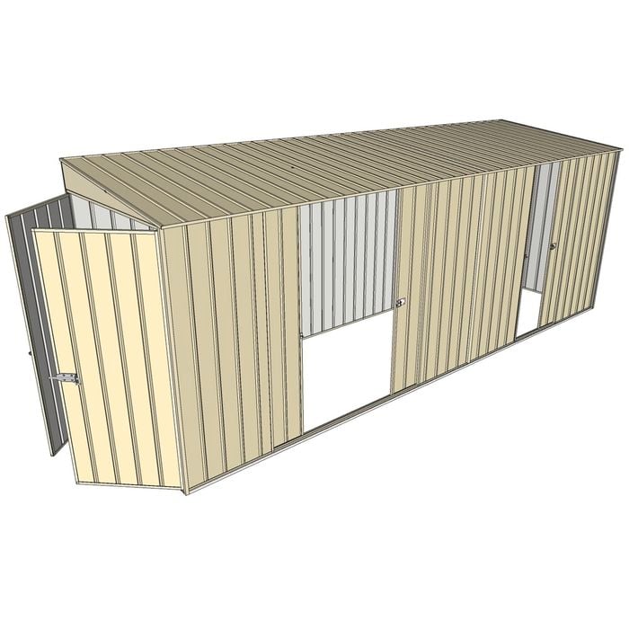 Build-a-Shed 1.5 x 5.2 x 2m Double and Single Sliding Side Door Skillion Shed - Cream