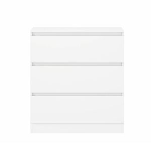 Ufurniture Bedside Table 3 Drawers Nightstand 75cm Side Table Storage Cabinet for Bedroom Living Room White