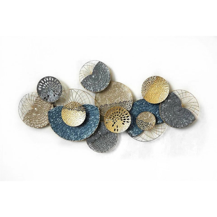 P&P Gold, Blue and Silver Contemporary Wall Decor with Intricate Metal Textures