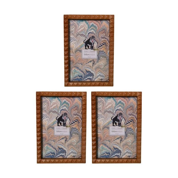 3x Urban Products Darcy Triangle Natural Decorative Photo Frame 4x6inch