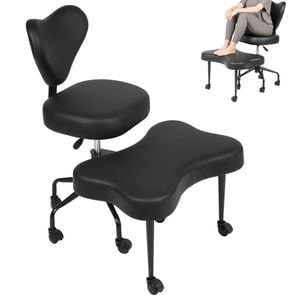 Advwin Ergonomic Cross Legged Office Chair 360° Swivel Meditation Chair with Height Adjustable Seat & Lumbar Support Black