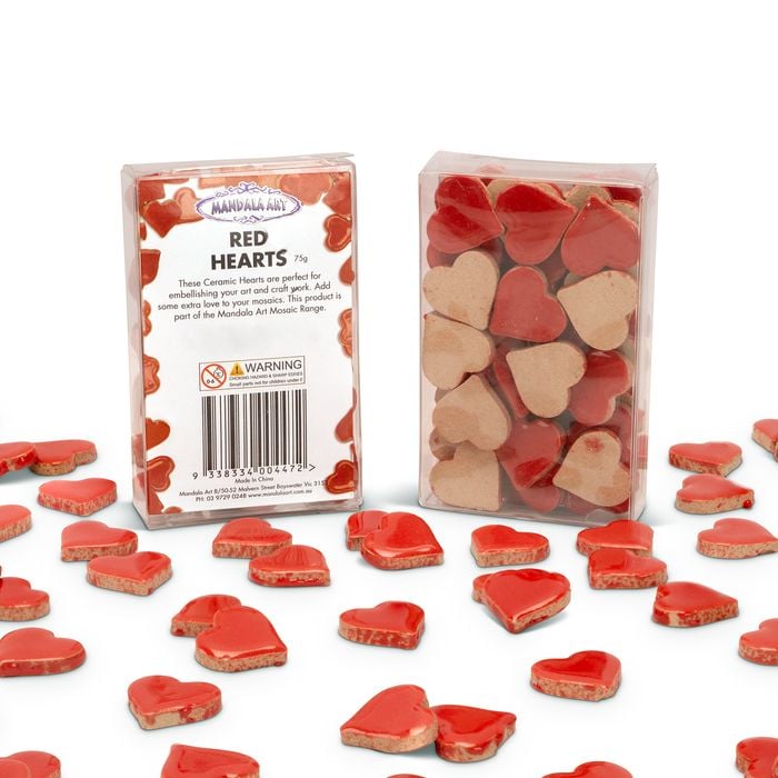 Mandala Art Red Ceramic Hearts