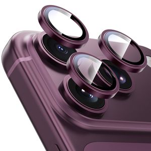 Tough On iPhone 18 Pro Max / 18 Pro Camera Lens Protector 9H Tempered Glass Aluminium Ring Burgundy