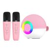 Tooleroo Mini Karaoke Machine 2 Wireless Mics Bluetooth Speaker Pink
