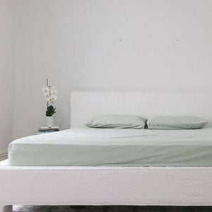 Bulbul Home 375tc Fitted Sheet & Pillowcase Bedding Set Desert Sage Queen
