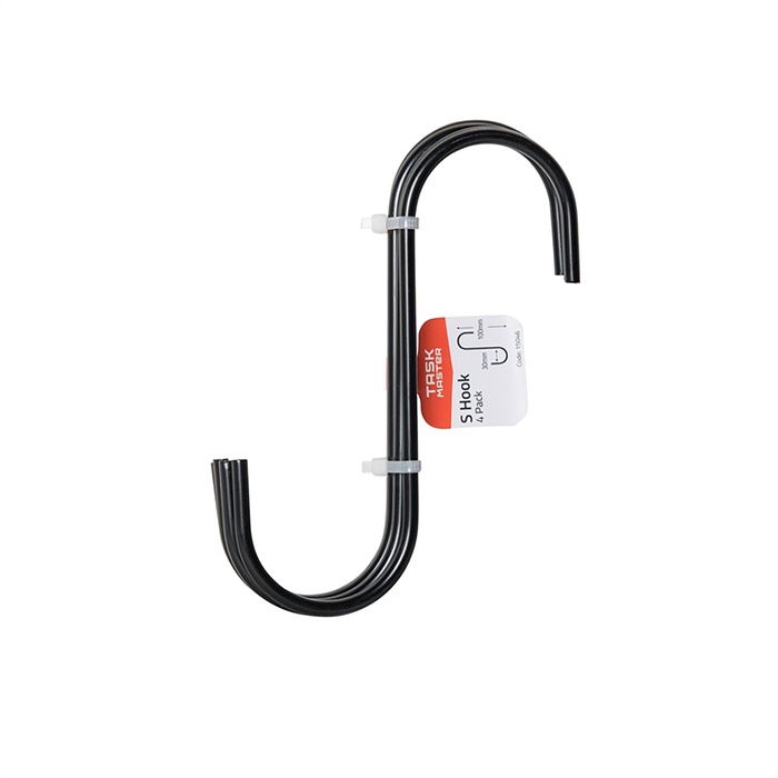 Taskmaster 150 x 45 x 30 x 5mm Black S Hook - 4 Pack