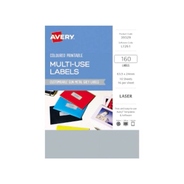 Avery Rectangular Laser Label 160pcs (64x24mm) (Metal Grey)
