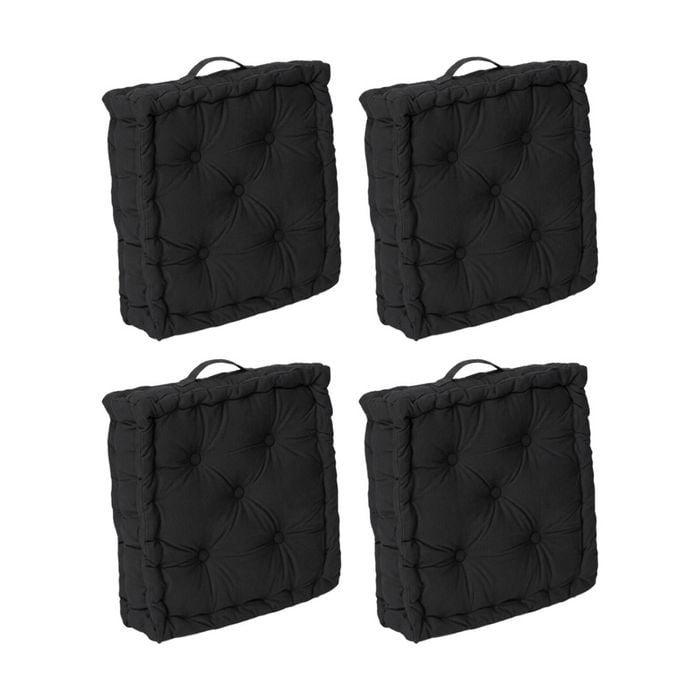 4pk Cdsi Essential Box Cushion Recycled Cotton Shell Durable Black 40x40x8cm