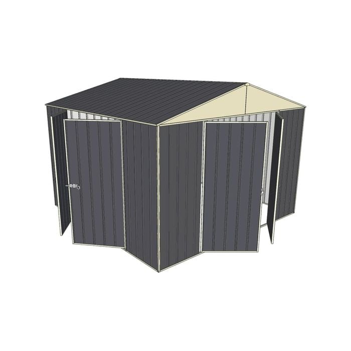 Build-a-Shed 3.0 x 3.0 x 2.3m Dual Double Hinged Door Shed - Grey