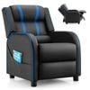 Costway Kids Ergonomic Recliner Armchair W/footrest&side Pocket Blue