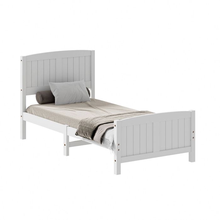 Oikiture Bed Frame Singe Size Wooden Base Timber Platform White