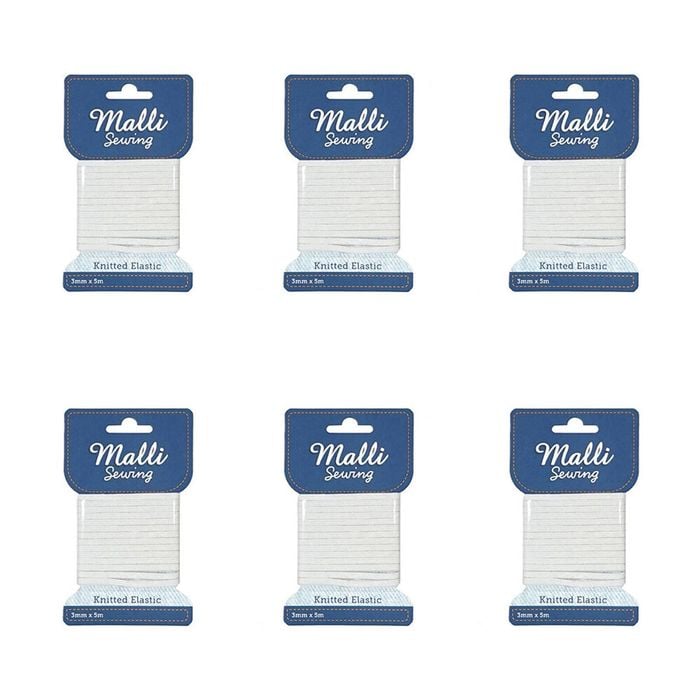 6pk Malli Sewing Soft Elastic Band Flexible Diy Sewing Cord 3mm X 5m Assorted
