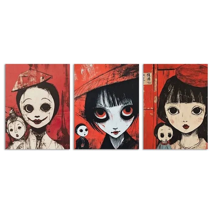3pcs People Triptych Design Darkness Print 100% Australian Made 3 x 40x60cm (Metal Print)