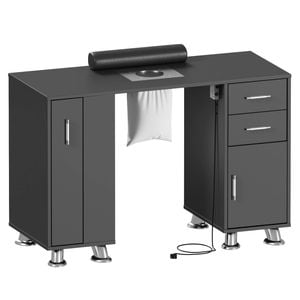 Ufurniture Manicure Table Nail Desk Electric Dust Collector Dust Bag Wrist Rest Drawers Cabinet Storage Black