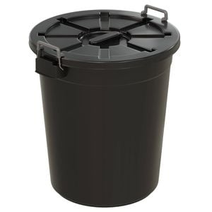 Handy Bins 113L Black Garbage Bin With Lid 
