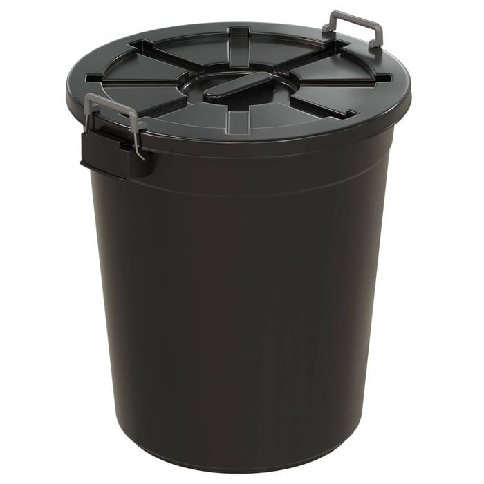 Handy Bins 113L Black Garbage Bin With Lid 