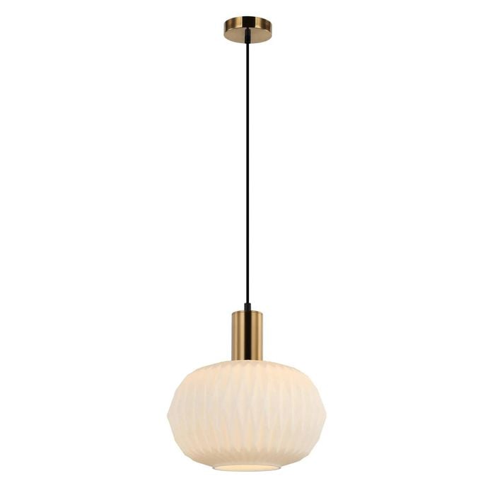 Cla Lighting Papel Interior Pleated Dome Glass Pendant Light Opal Opaque Glass