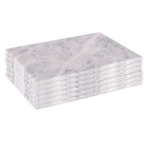 Argon Tableware Marble Serving Boards - 30 X 20cm - Set Of 6 White Rectangular Board Solid Worktop Protector Mat Serving Platter