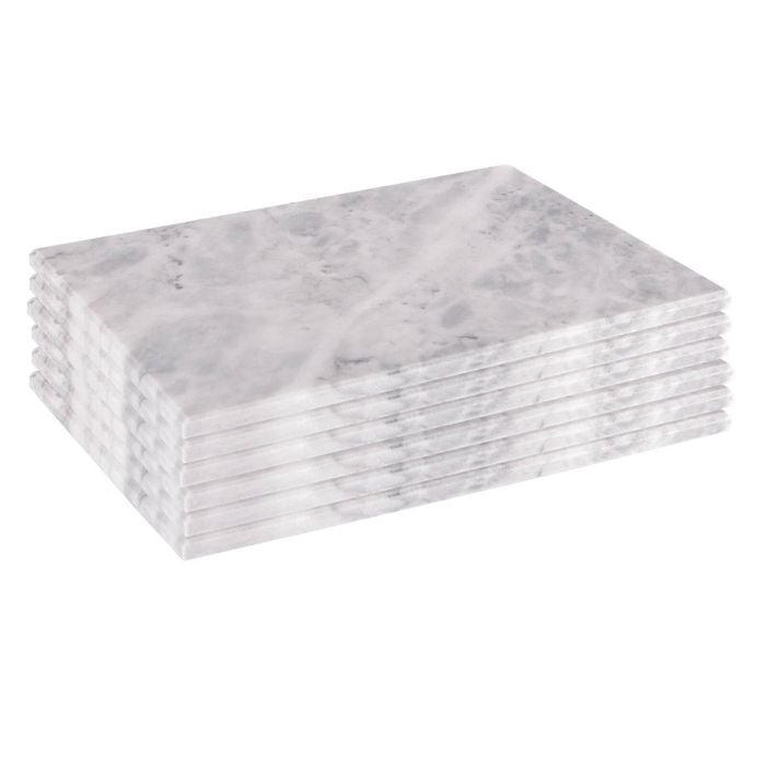 Argon Tableware Marble Serving Boards - 30 X 20cm - Set Of 6 White Rectangular Board Solid Worktop Protector Mat Serving Platter