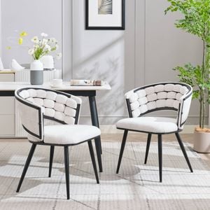 Homfurn Dining Chairs Set Of 2, Velvet Dining Chair With Curved Open Back, Upholstered Accent Chair For Dining Room (Beige)