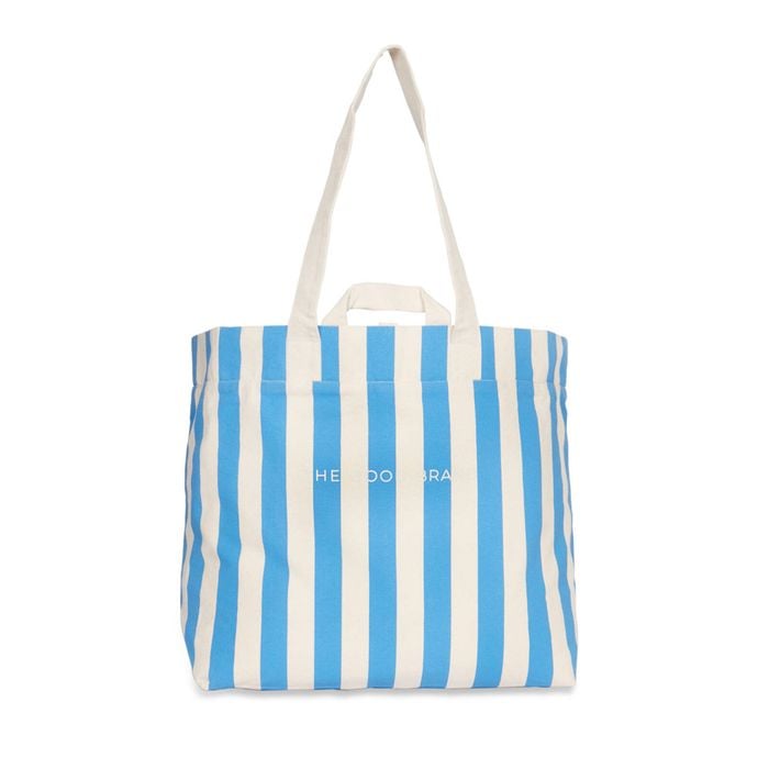 The Good Brand Cotton 65cm Leisure Tote Bag/handbag Bright Blue Stripe